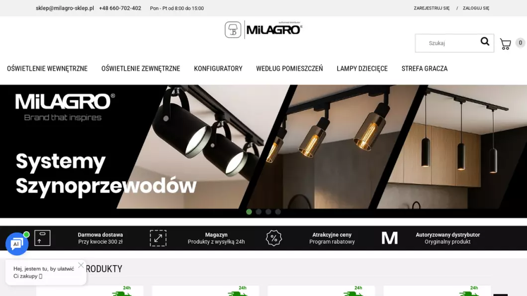 Sklep z oświetleniem Milagro - podgląd